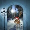 Reindeer in winter wonderland, christmas design