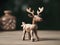 Reindeer wooden sculpture decoration, AI generated