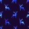 Reindeer XMAS watercolor Deer Stag eamless Pattern in Blue Color. Hand Painted Animal Moose background or wallpaper for