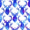 Reindeer XMAS watercolor Deer Stag eamless Pattern in Blue Color. Hand Painted Animal Moose background or wallpaper for