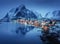 Reine in at night, Lofoten islands, Norway. Winter