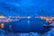 Reine village at night. Lofoten islands, Norway