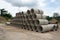 Reinforced concrete pipes for drainage and industrial building construction.