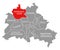 Reinickendorf city district red highlighted in map of Berlin Germany