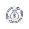 reinvest money line icon on white