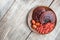 Reishi or lingzhi mushroom ,goji berry and red jujube on an old wood background.top view,flat lay