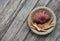 Reishi or lingzhi mushroom on an old wood background.top view,flat lay