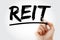 REIT - Real Estate Investment Trust acronym with marker, business concept background