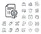 Reject certificate line icon. Decline document sign. Salaryman, gender equality and alert bell. Vector