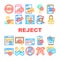 reject deny document cancel icons set vector