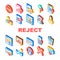 reject deny document cancel icons set vector