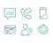 Reject web, Recovery phone and Share call icons set. Find user, Analytical chat and Seo timer signs. Vector