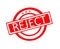 Reject word written on red rubber stamp