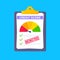 Rejected credit score gauge speedometer indicator with color levels on clipboard.