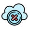 Rejected data cloud icon color outline vector