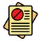 Rejected documents icon color outline 