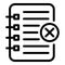 Rejected notebook writing icon, outline style