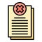 Rejected report icon color outline vector