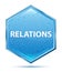 Relations crystal blue hexagon button