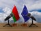 Relationship between Belarus and EU. 3D illustration