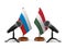 Relationship between Hungary and Russia on white background. Isolated 3D illustration