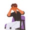 Relationship Problem with Man Covering Eyes with His Hands Sitting on Chair at Family Psychologist Vector Illustration