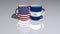 Relationship of United States Of America And Nicaragua presented by their national flags on cups of tea or coffee as editorial