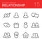 Relationship vector outline icon set
