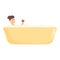 Relax bath with wine glass icon cartoon vector. Warm water