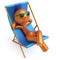 Relax beach deck chair man smile cartoon character chilling