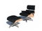 Relax chair black leather wood