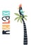 Relax- Cute and fun kids hand drawn nursery poster with parrot bird on a palm tree and lettering.
