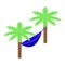 Relax hammock icon isometric vector. Downshifting work