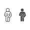 Relax man pose line and solid icon. Man with arm down on the right and raised arm on the left outline style pictogram on