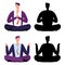 Relax, meditation cartoon businessmen. Two men relaxing