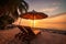 Relax in Paradise, A Tropical Sunset at the Beach Resort, generative Ai