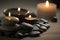 Relax and Rejuvenate with Black Stone Massage and Candle Therapy. Generative AI