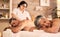 Relax, senior and a couple at the massage salon together for peace, wellness or bonding. Luxury, beauty or body care