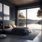Relax and unwind in a modern bedroom.Generative AI
