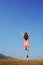Relax Woman jumping with blue sky