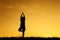 Relax yoga woman and sunset silhouette