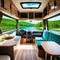Relaxation areas for road Travelling entertainment Stylish Interior of motor home camping furnishing decor of salon