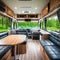 Relaxation areas for road Travelling entertainment Stylish Interior of motor home camping furnishing decor of salon