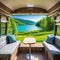 Relaxation areas for road Travelling entertainment Stylish Interior of motor home camping furnishing decor of salon