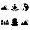 Relaxation rest harmony simple icons set