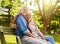 The relaxation starts now. Portrait of a happy senior couple relaxing on a park bench.