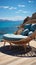 Relaxation by the waves Chaise lounges provide seaside comfort and tranquility