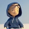 relaxed boy with a bright smile, wearing a navy blue hoodie and grey sweatpants, sitting on a beach digital character