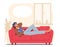 Relaxed Female Character in Home Clothes Lying in Comfortable Sofa with Book in Hands Imagine Something Pleasant