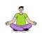 Relaxed man sitting in lotus position. Yoga, relax vector illustration